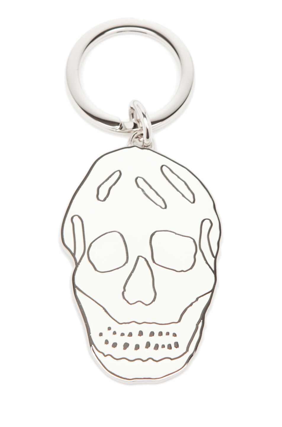 Image 1 of Alexander McQueen Skull Key Ring in White & White