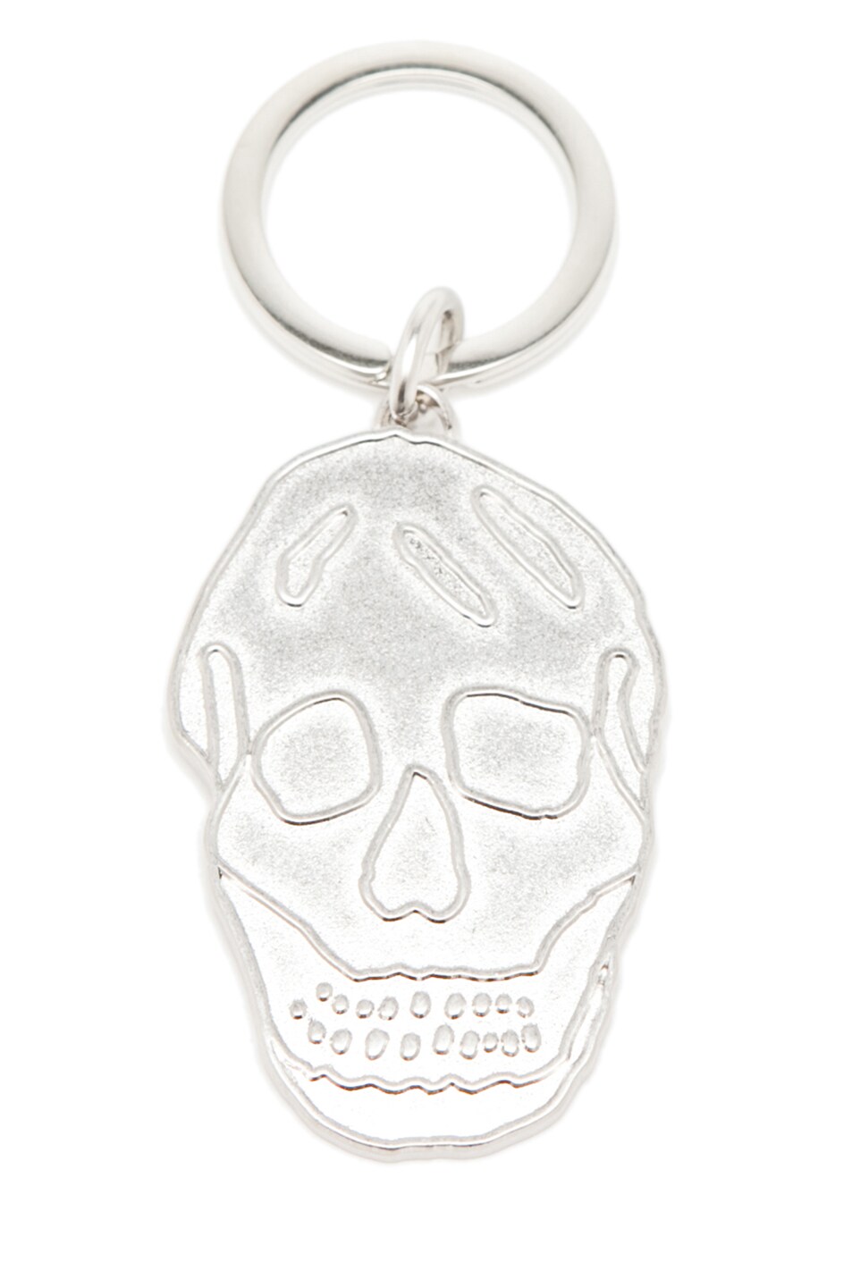 Image 1 of Alexander McQueen Skull Key Ring in Matte Silver