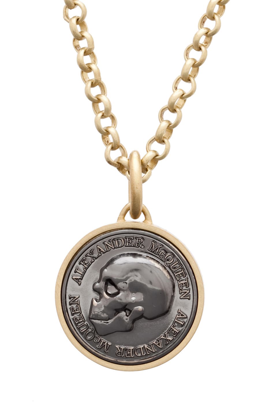 Image 1 of Alexander McQueen Coin Pendant in Lacquered Black