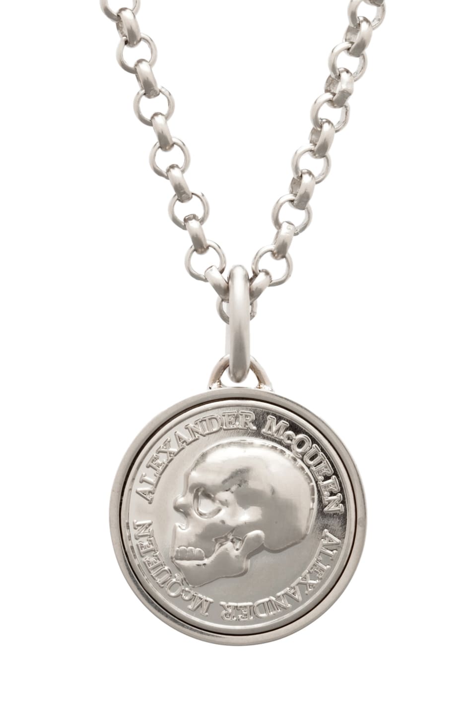 Image 1 of Alexander McQueen Coin Pendant in Matte Silver