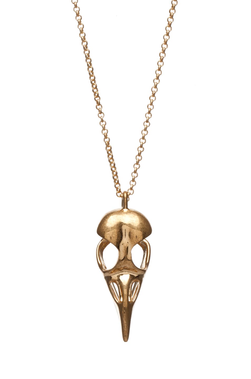 Image 1 of Alexander McQueen Skull Bird Pendant Necklace in Brass