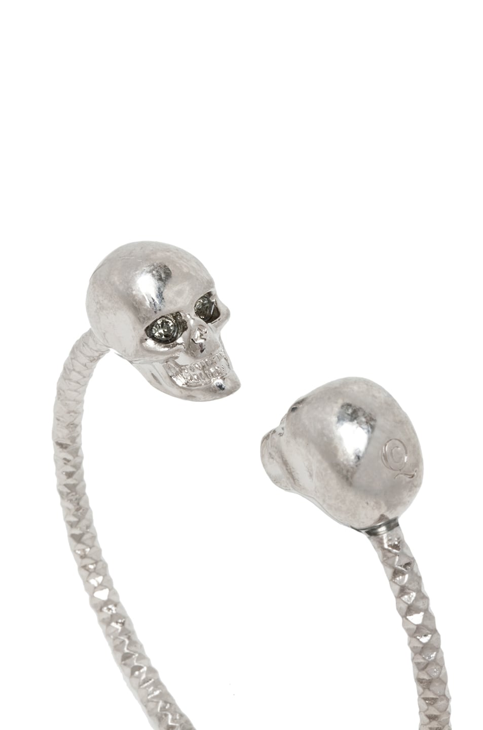 Alexander Mcqueen Twin Skull Br Bracelet In Silver Black Image 5 Of Alexander Mcqueen Twin Skull Br Bracelet In Silver Black Diamond
