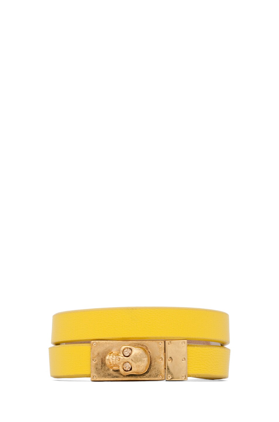 Image 1 of Alexander McQueen Skull Charm Double Wrap Bracelet in Bright Yellow