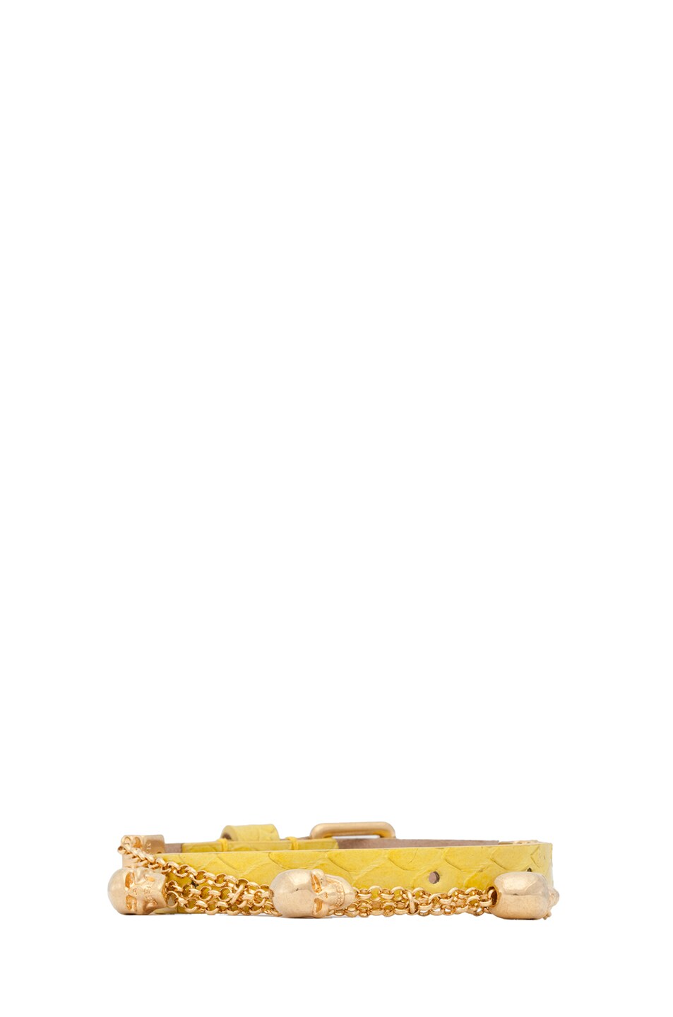 Image 1 of Alexander McQueen Double Wrap Nove Skull Bracelet in Bright Yellow
