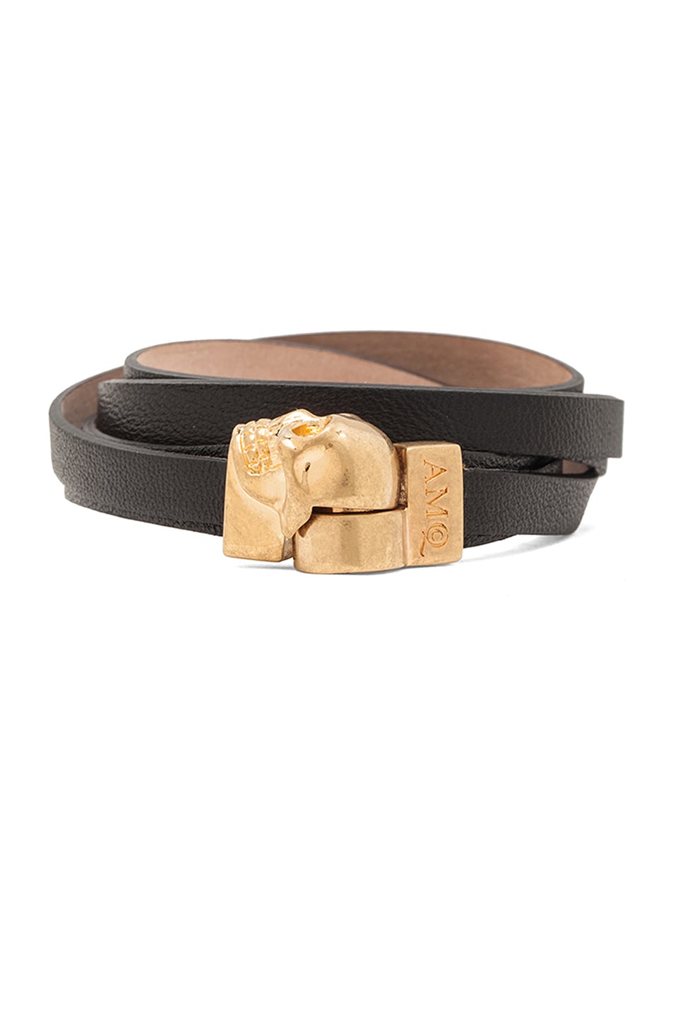 Image 1 of Alexander McQueen Magnet Double Wrap Nappa Leather Skull in Black