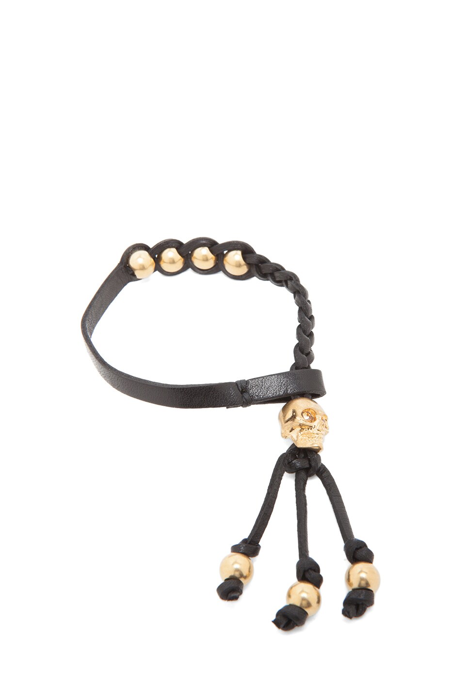 Image 1 of Alexander McQueen Calfskin Friendship Bracelet in Black