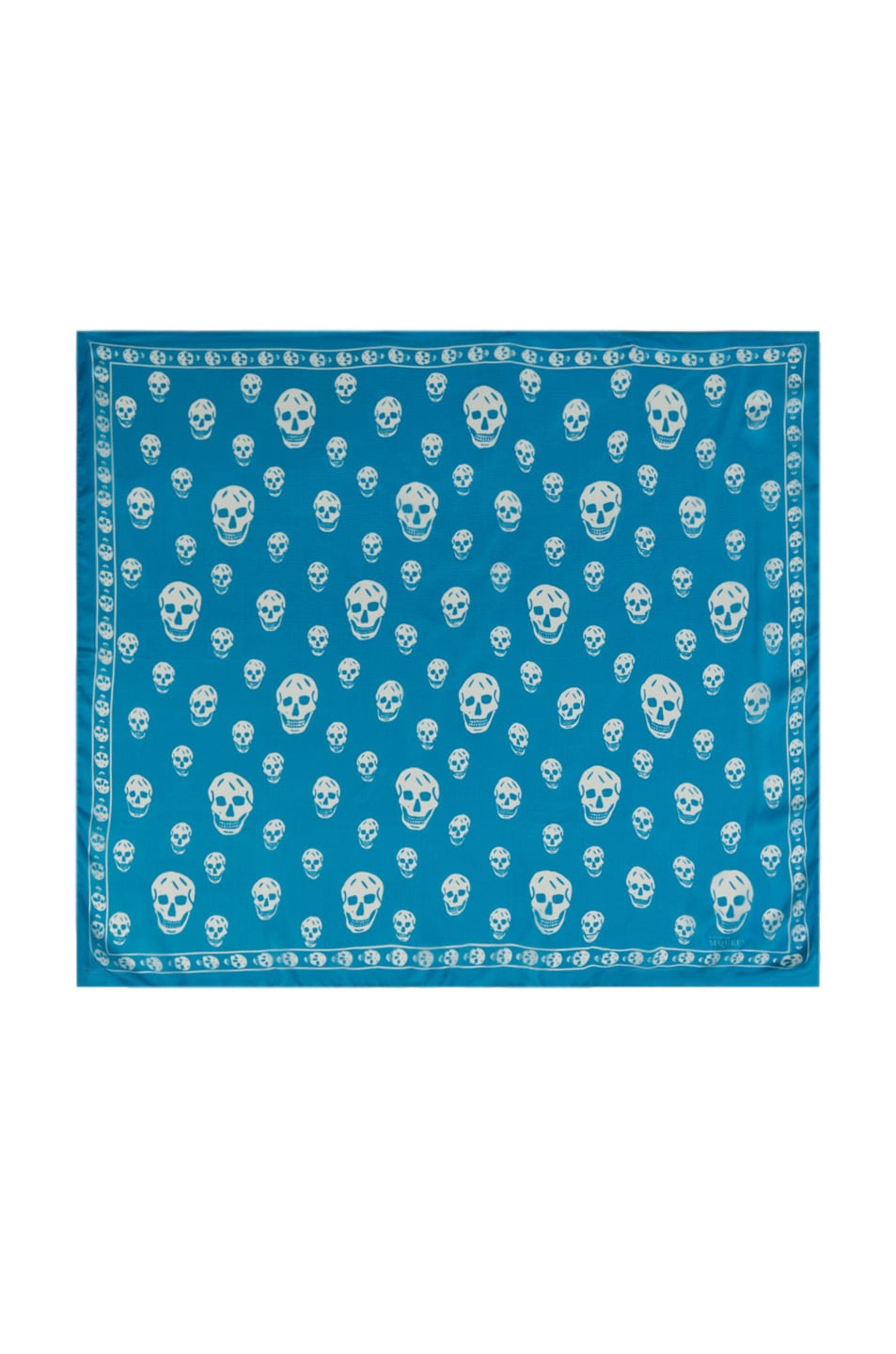 Image 1 of Alexander McQueen Skull Chiffon Scarf in Turquoise & White