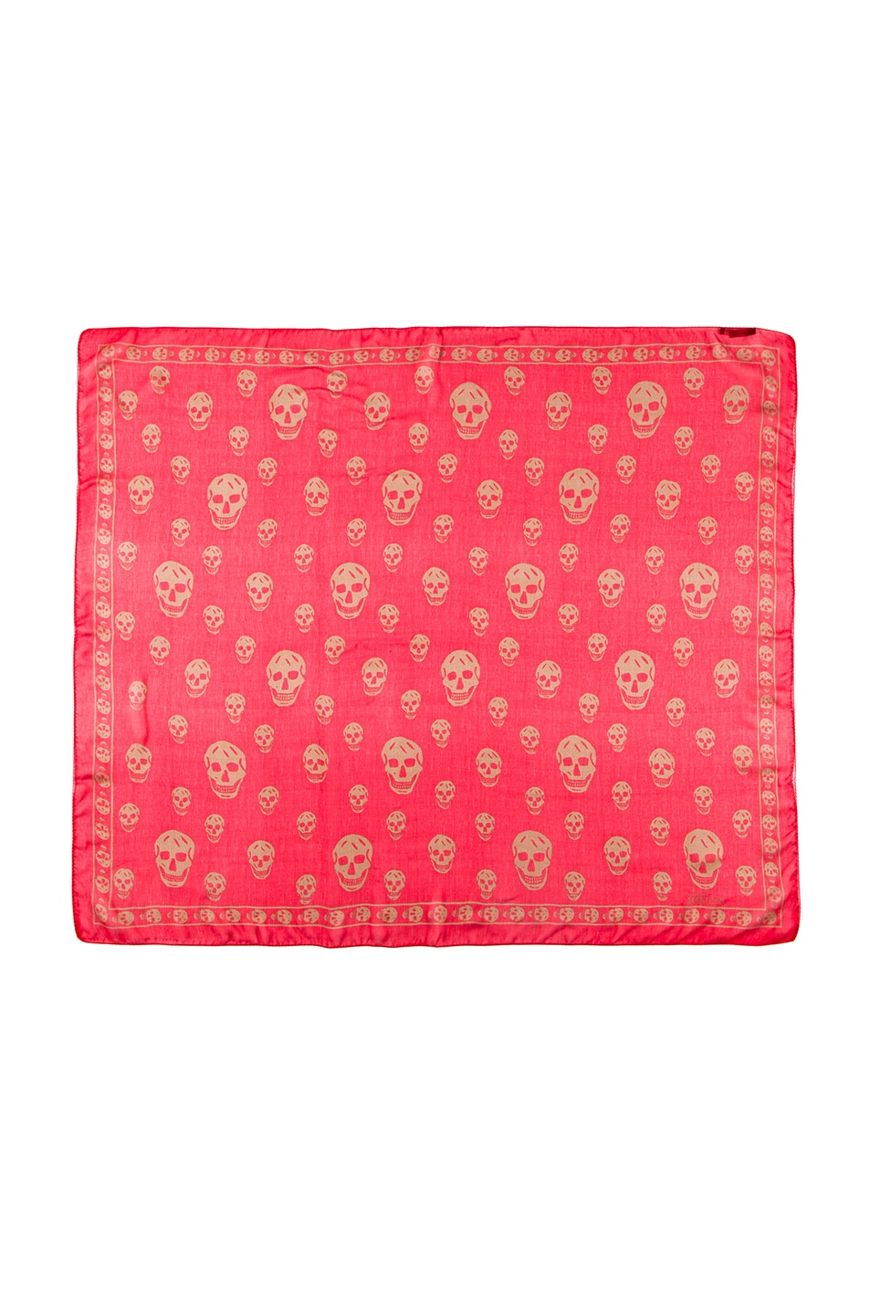 Image 1 of Alexander McQueen Skull Chiffon Scarf in Lacquer & Beige