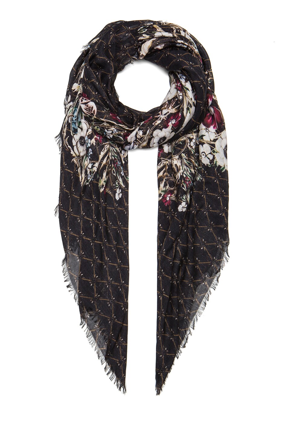 Image 1 of Alexander McQueen Ornament Modal & Silk Circle Scarf in Black & Yellow