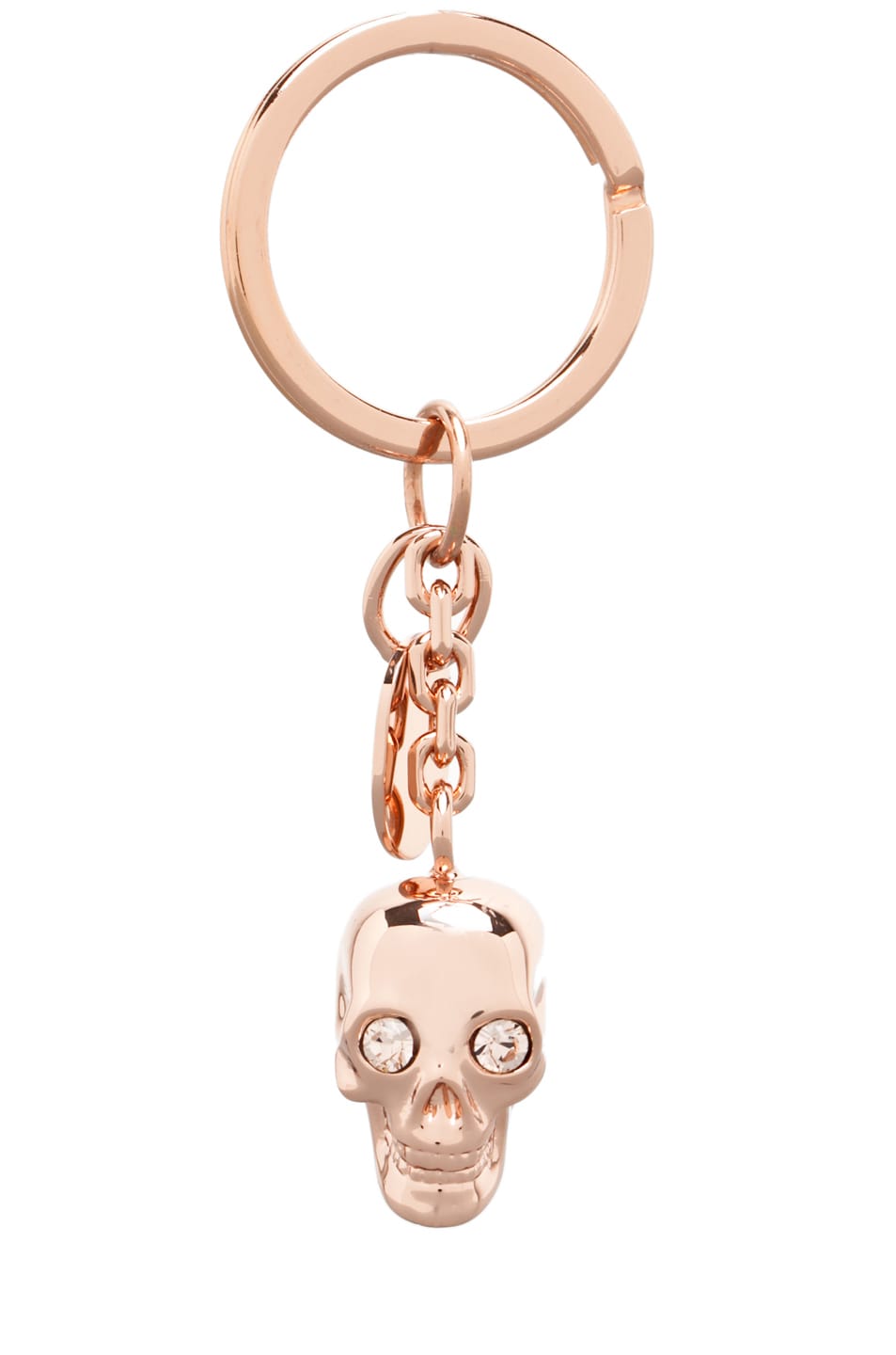 Image 1 of Alexander McQueen Skull Key Ring in Rosegold