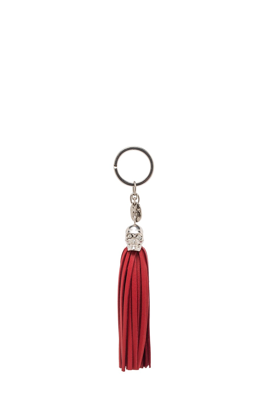 Image 1 of Alexander McQueen Leather Tassel Key Ring in Shiny Red