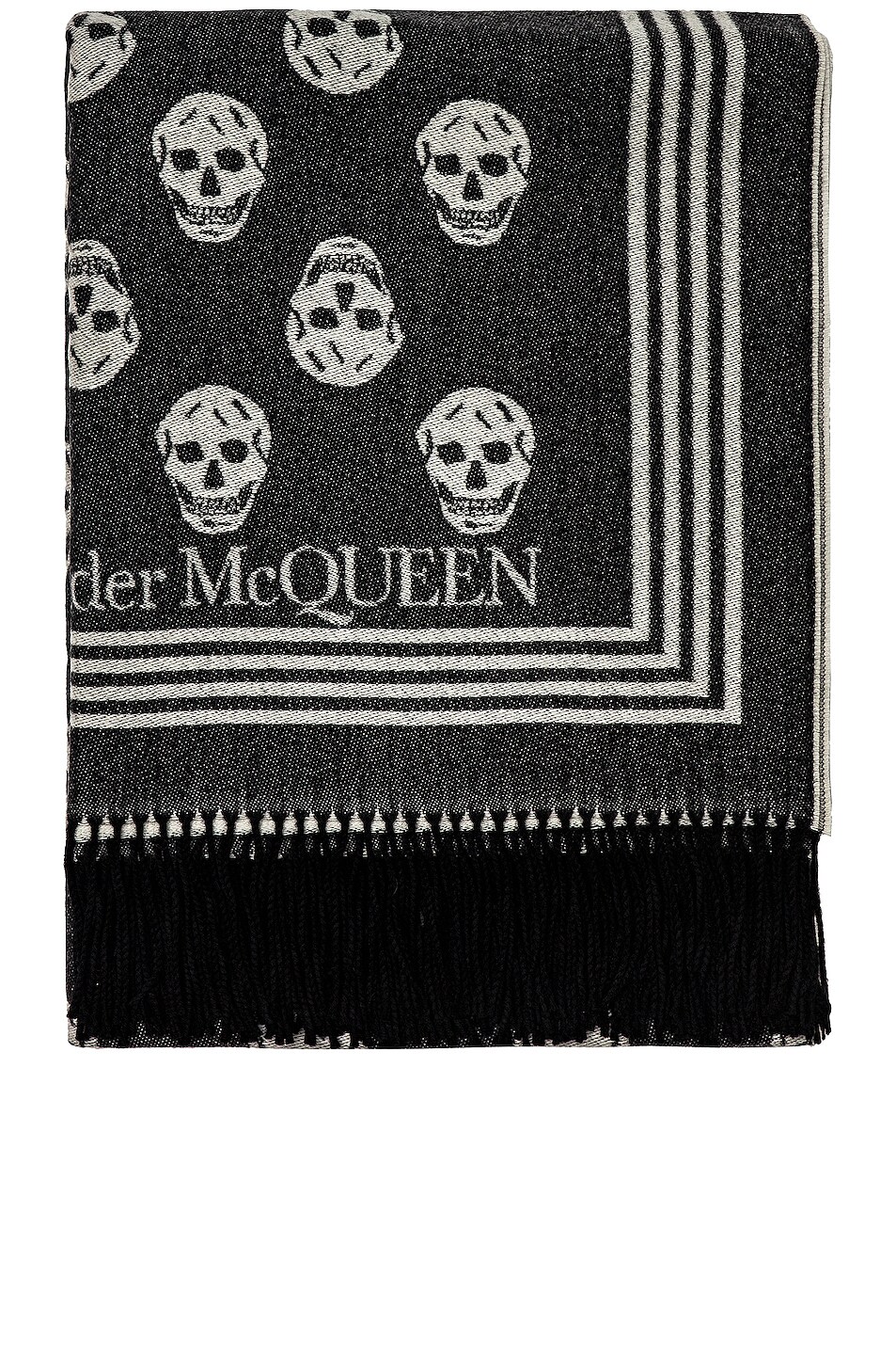 Image 1 of Alexander McQueen Biker Blanket in Black & Ivory
