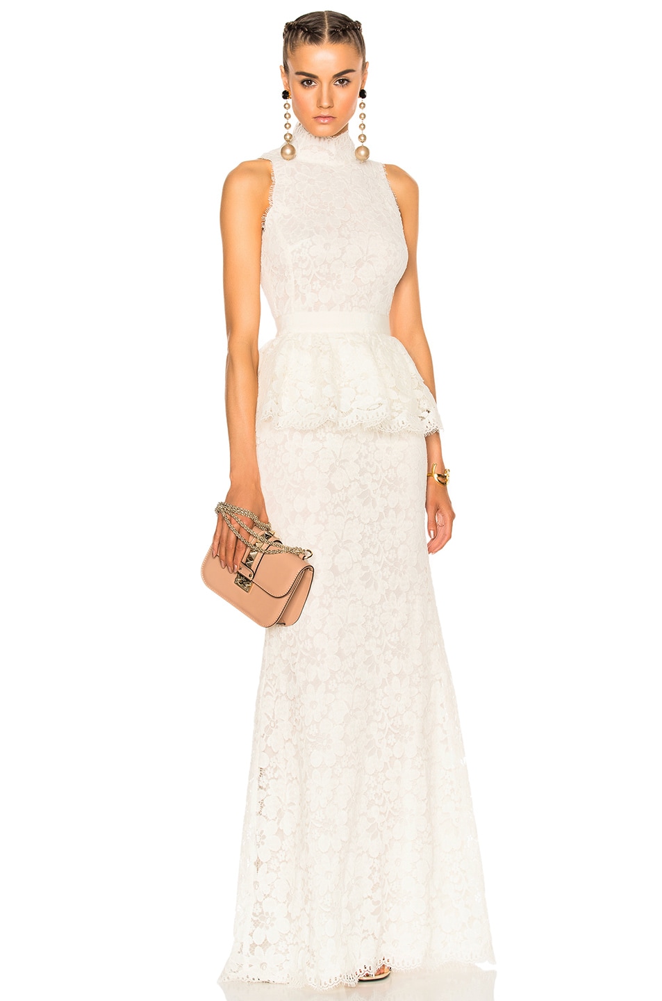 Image 1 of Alexander McQueen Lace Peplum Gown in Ivory