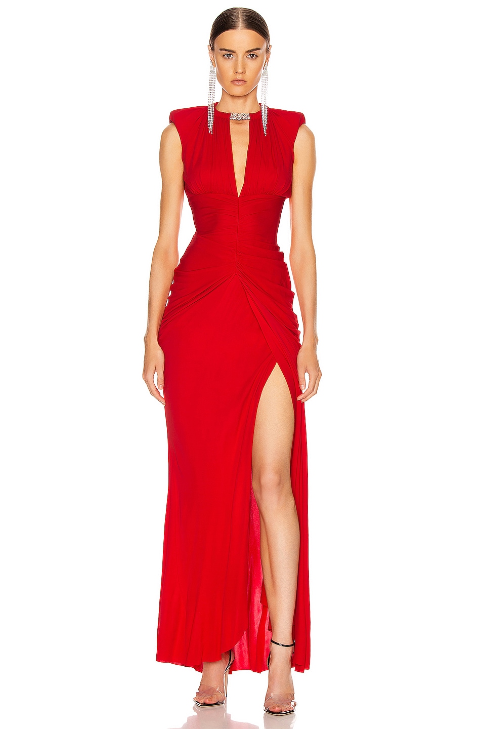 Image 1 of Alexander McQueen Sleeveless Jersey Dress in Lust Red
