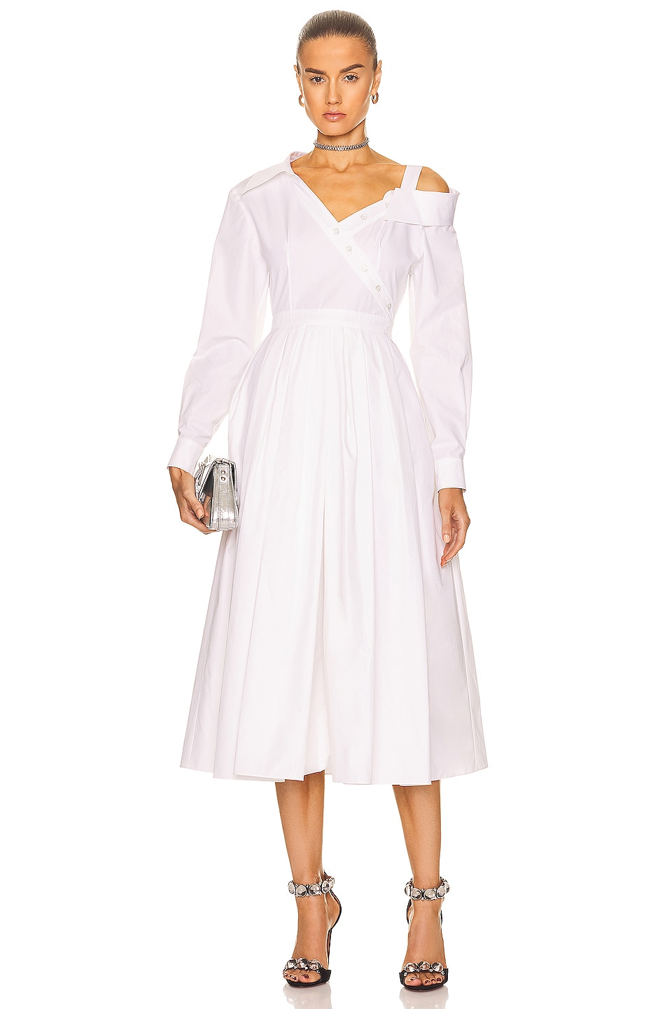 Image 1 of Alexander McQueen Drop Shoulder Dress in Optical White