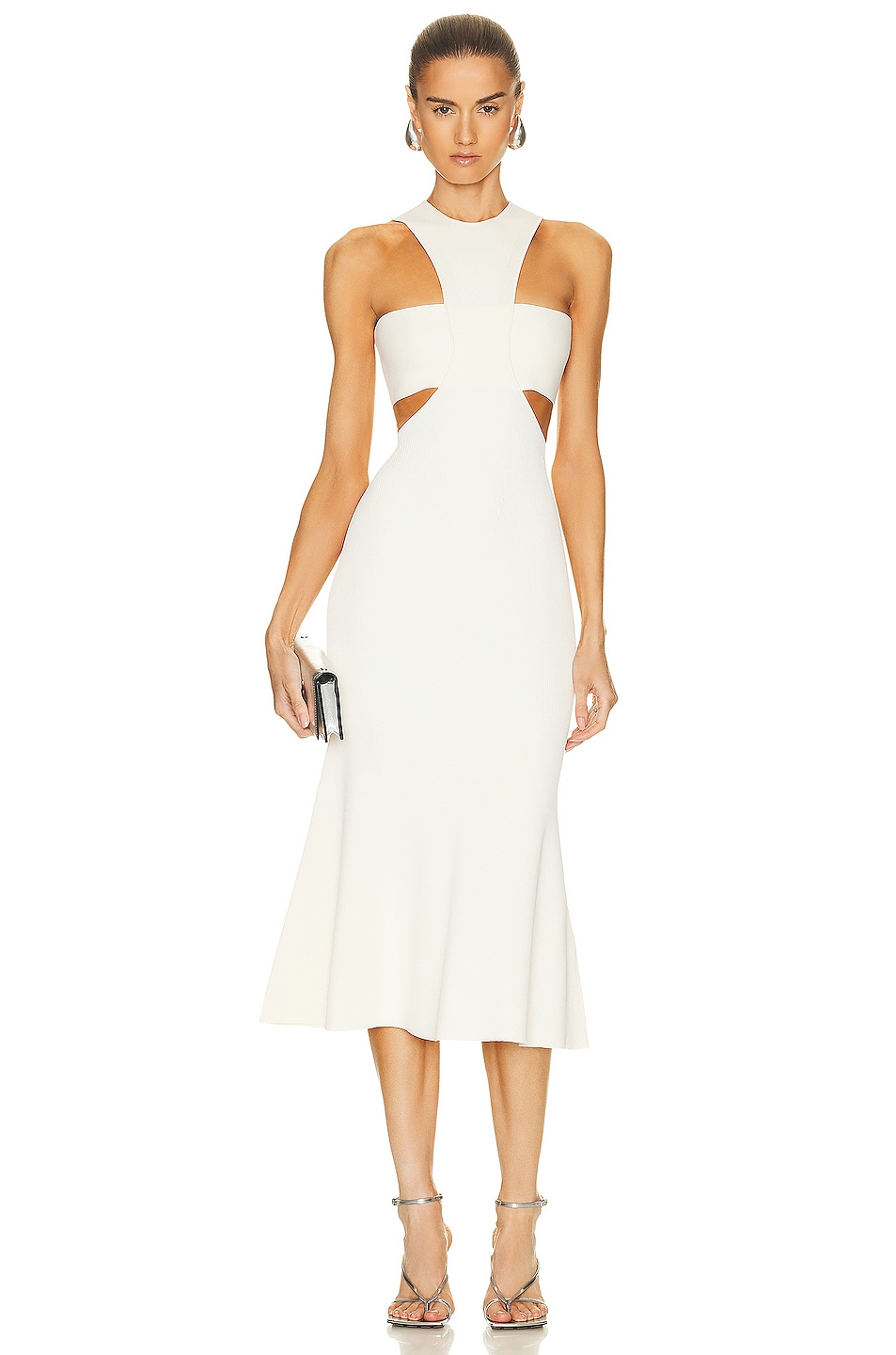 Image 1 of Alexander McQueen Harness Flared Dress in Ivory