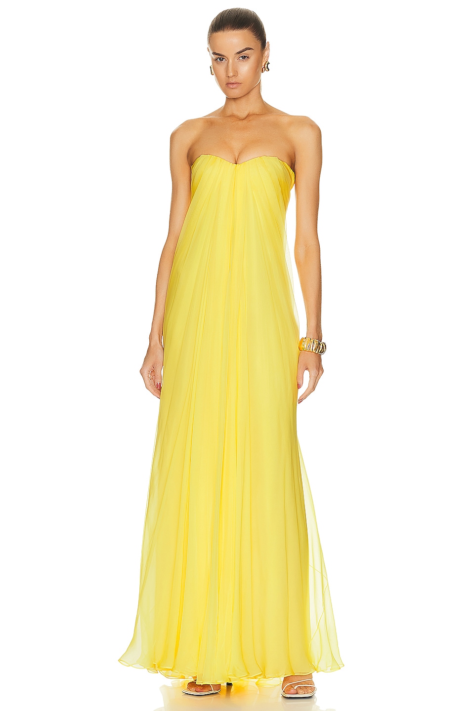 Image 1 of Alexander McQueen Draped Bustier Dress in Bright Yellow