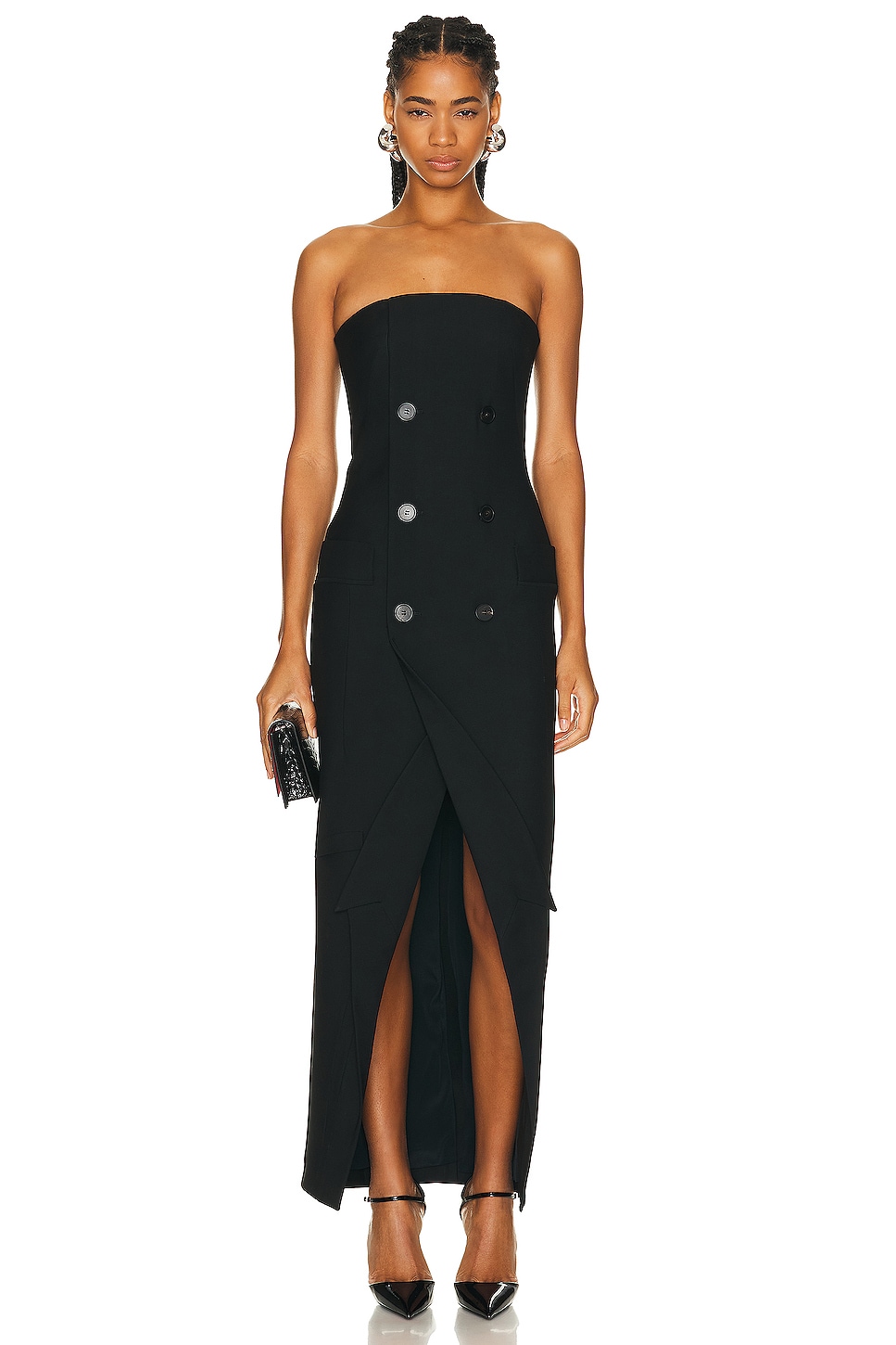 Image 1 of Alexander McQueen Strapless Blazer Dress in Black