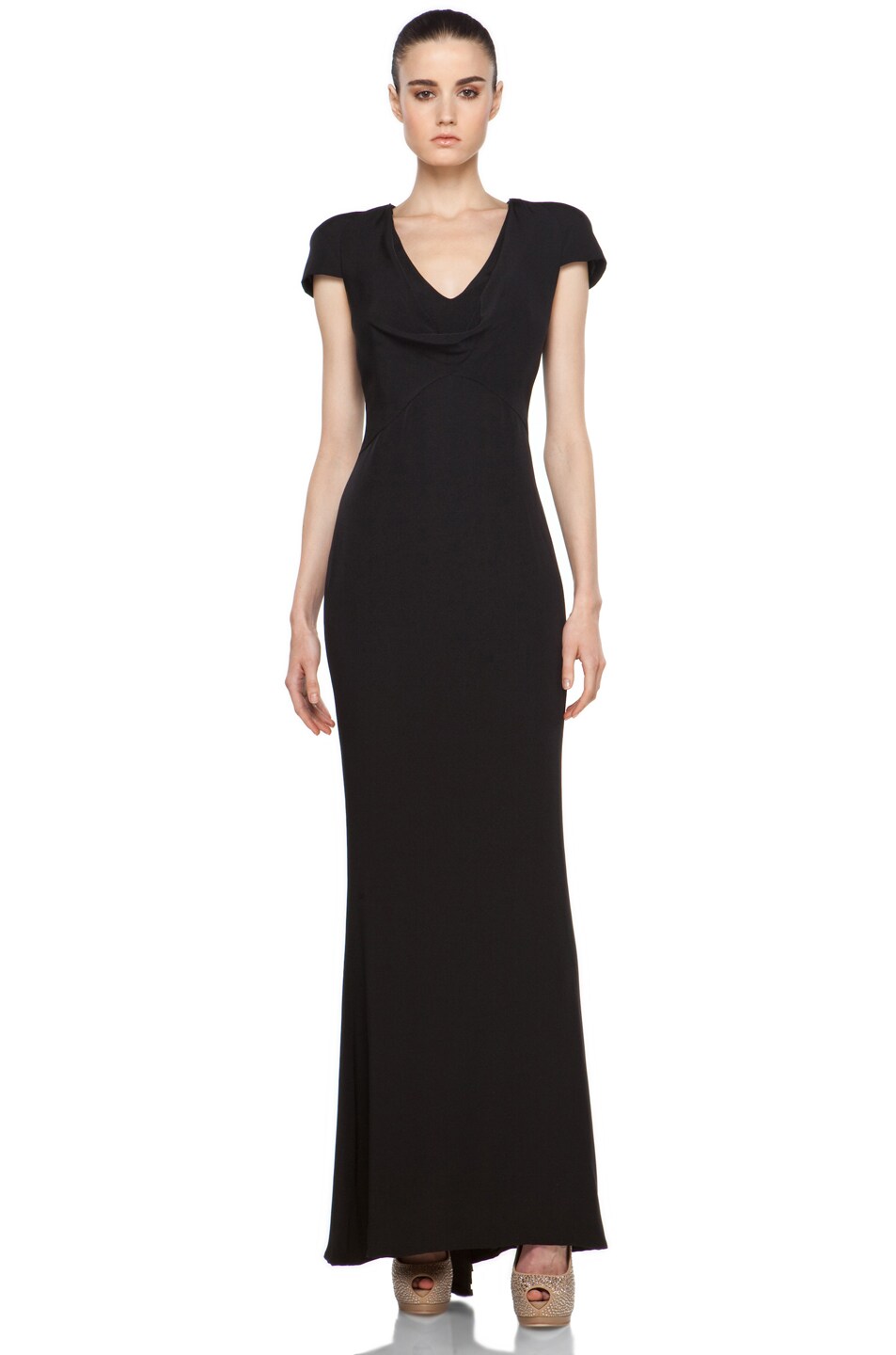Image 1 of Alexander McQueen Cowl Neck Long Dress in Black