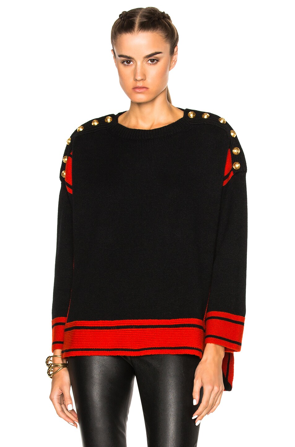Image 1 of Alexander McQueen Oversized Sweater in Black & Red