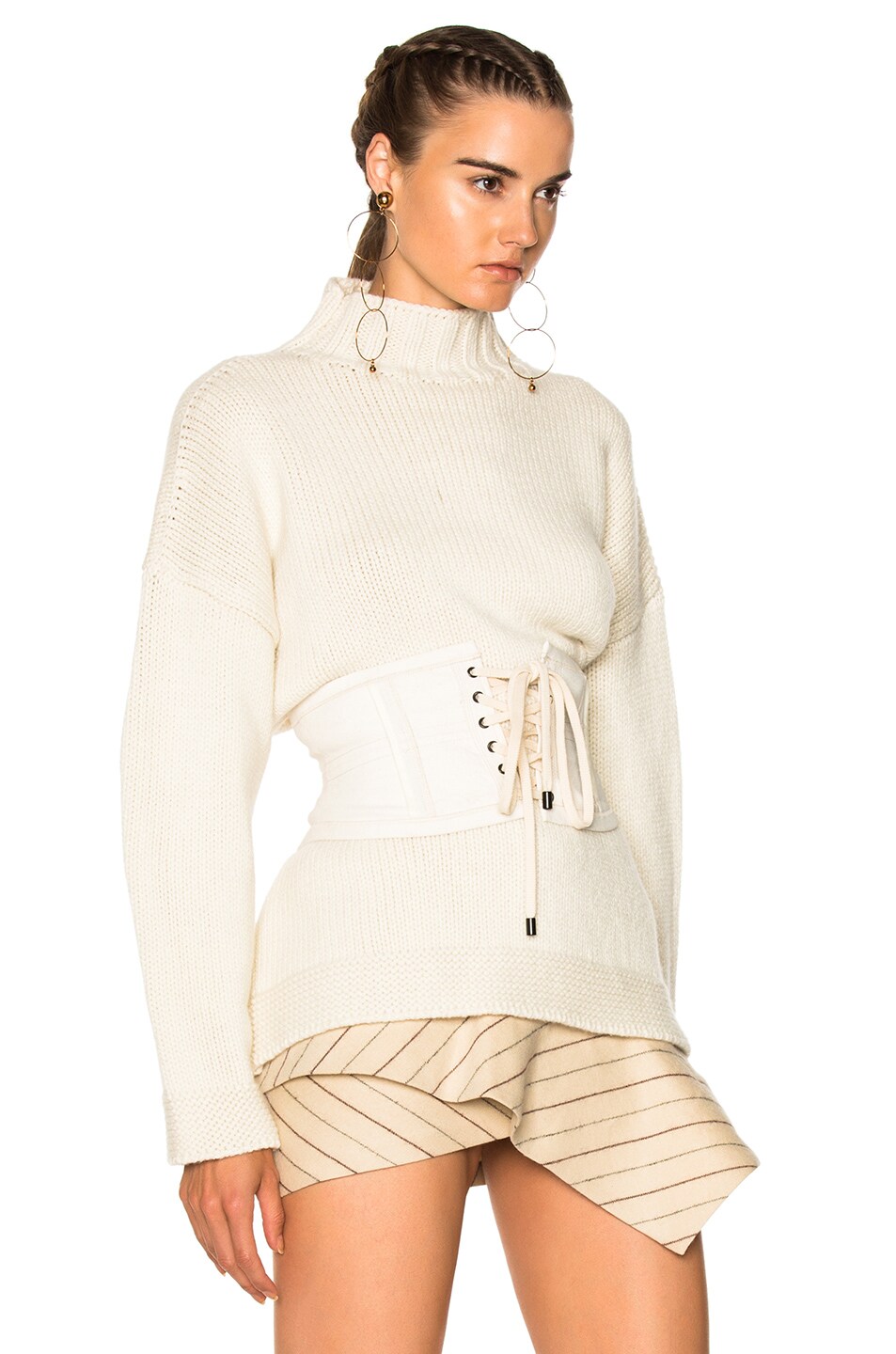 Alexander McQueen Chunky Knit High Neck Sweater in Ivory | FWRD