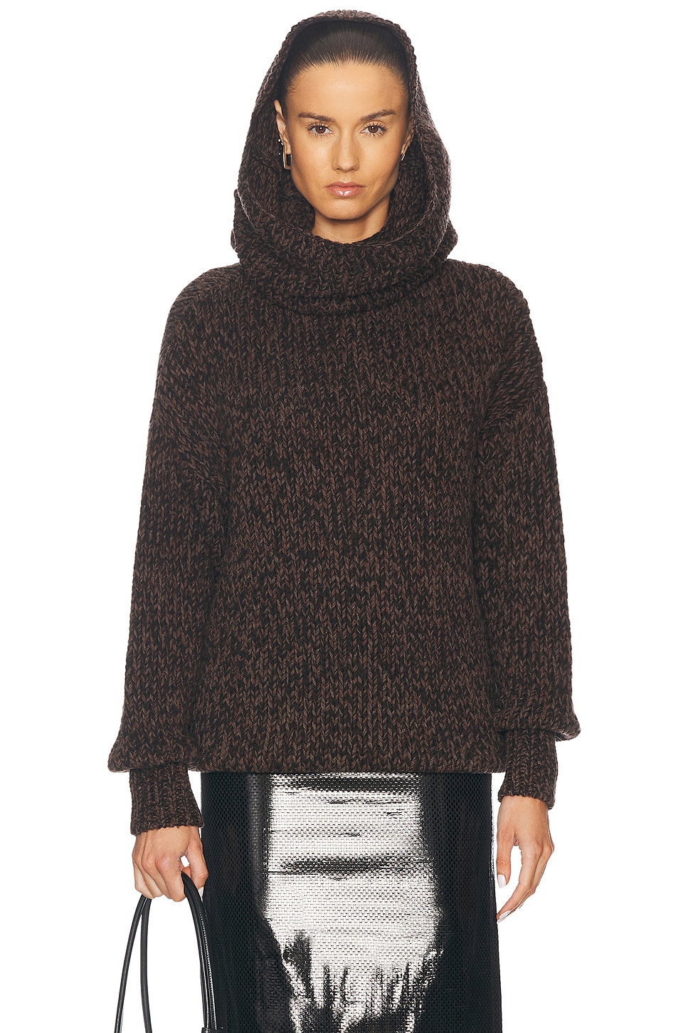 Image 1 of Alexander McQueen Hooded Sweater in Brown & Tan