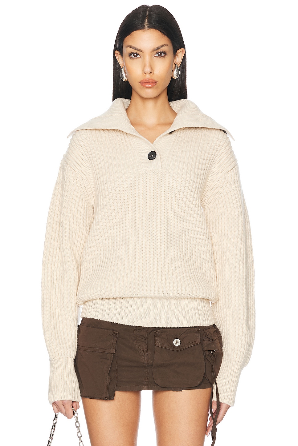 Funnel Neck Jumper in Ivory