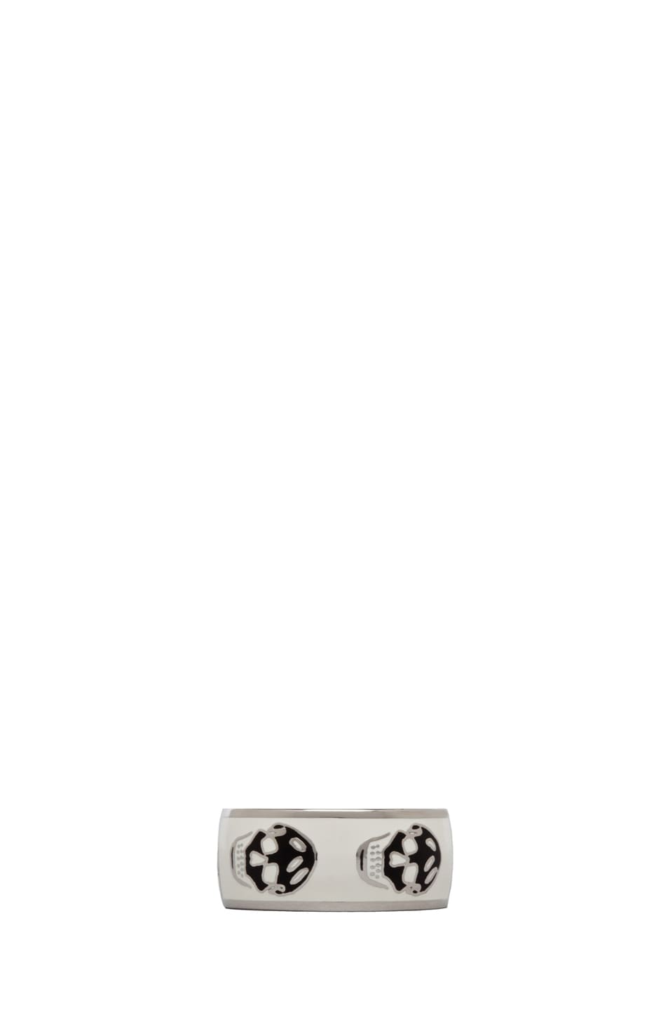 Image 1 of Alexander McQueen Enamel Ring in White & Black
