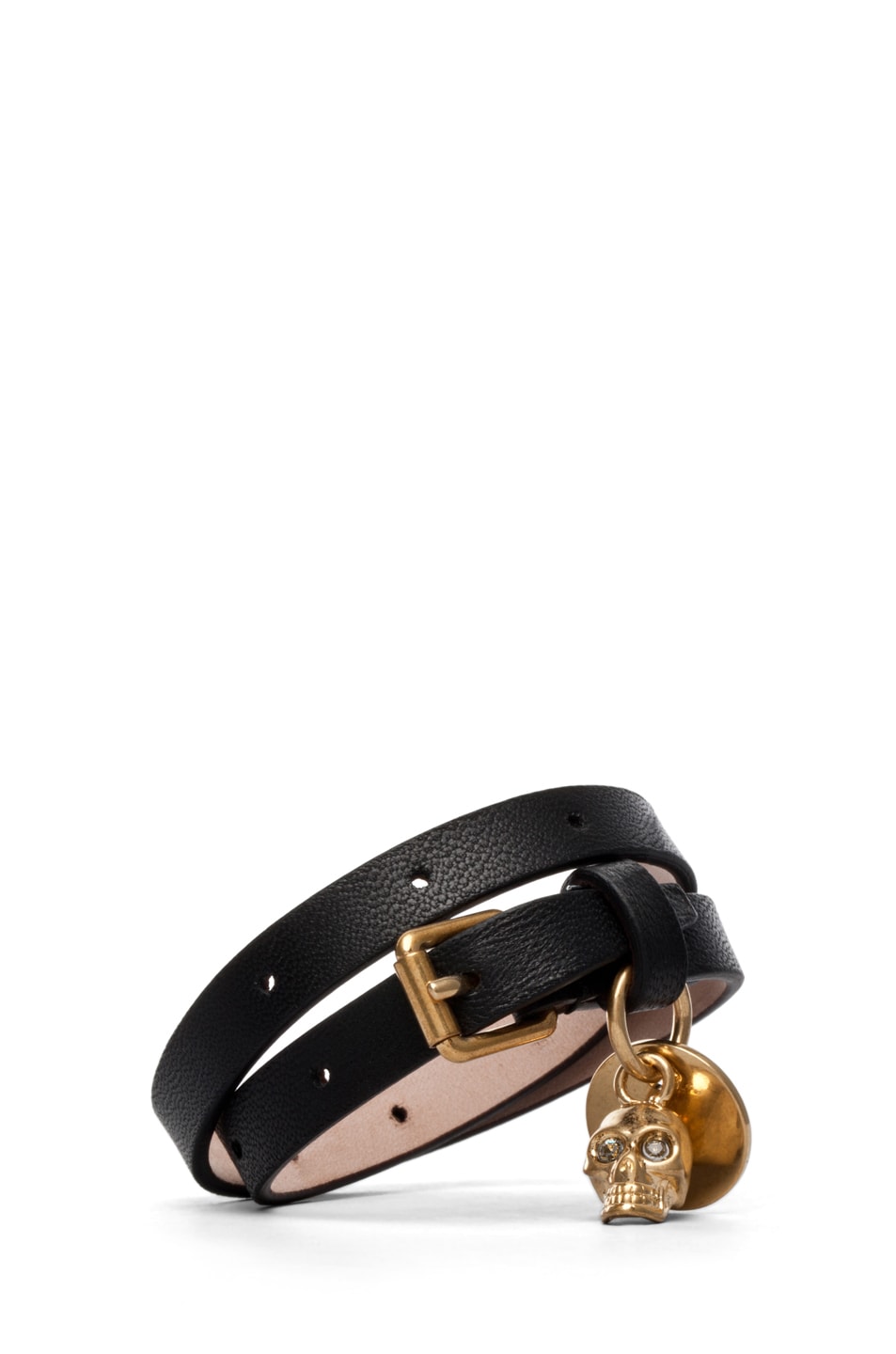 Image 1 of Alexander McQueen Double Wrap Skull Bracelet in Black