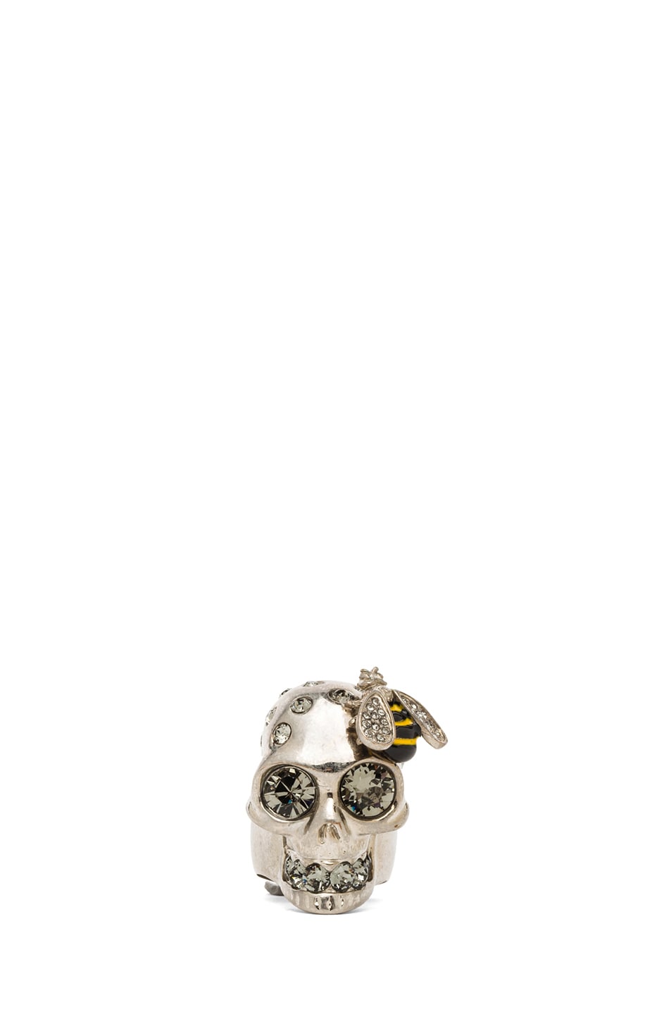 Image 1 of Alexander McQueen Skull Metal Cocktail Ring in Black Diamond