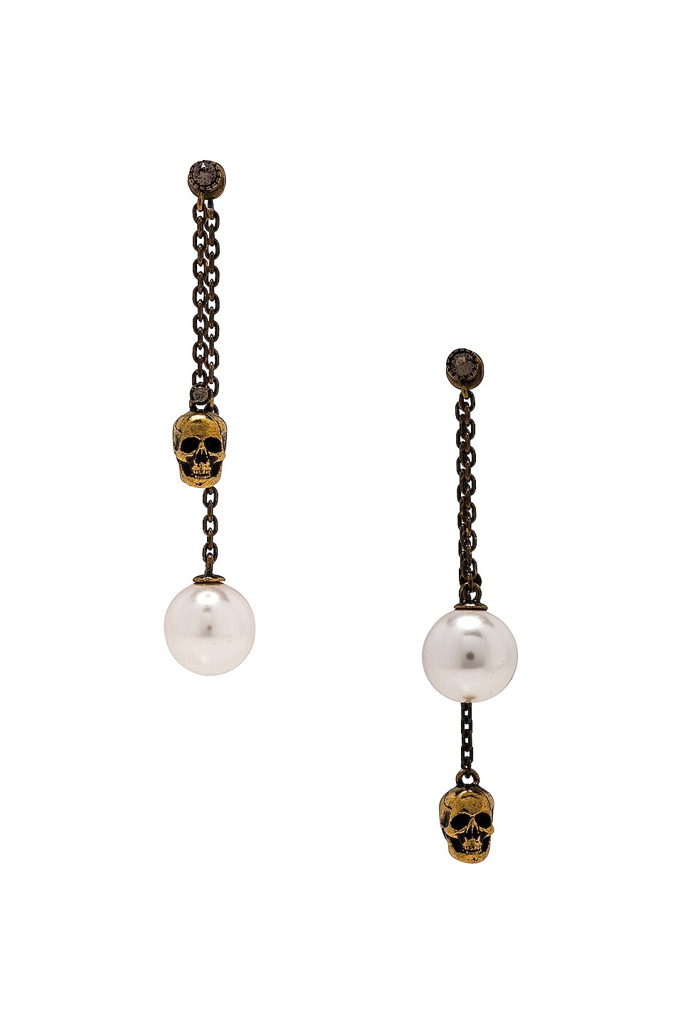 Image 1 of Alexander McQueen Pearly Skull Earrings in Mix