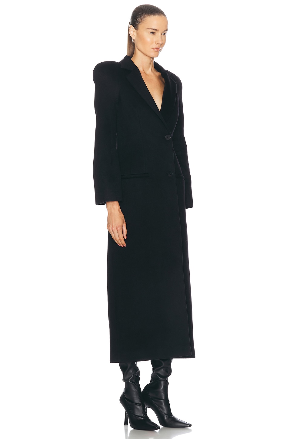 Alexander Mcqueen Long Wrap Suiting Wool Cashmere Coat In Black