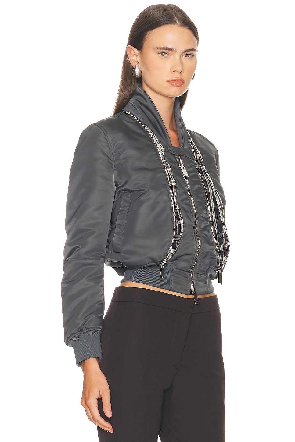 Alexander Mcqueen Nylon Bomber In Gray