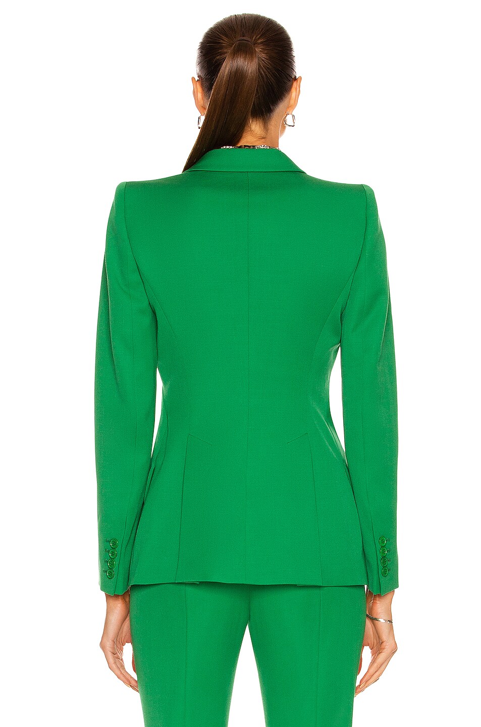 Alexander McQueen One Button Jacket in Chrome Green | FWRD