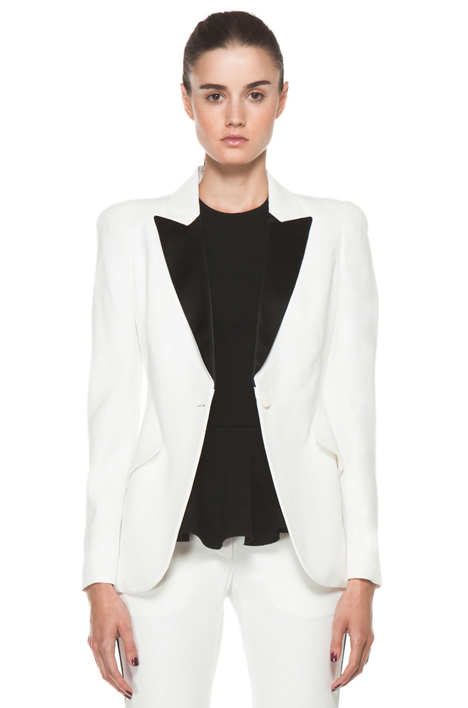 Alexander McQueen Tuxedo Jacket in Ivory | FWRD