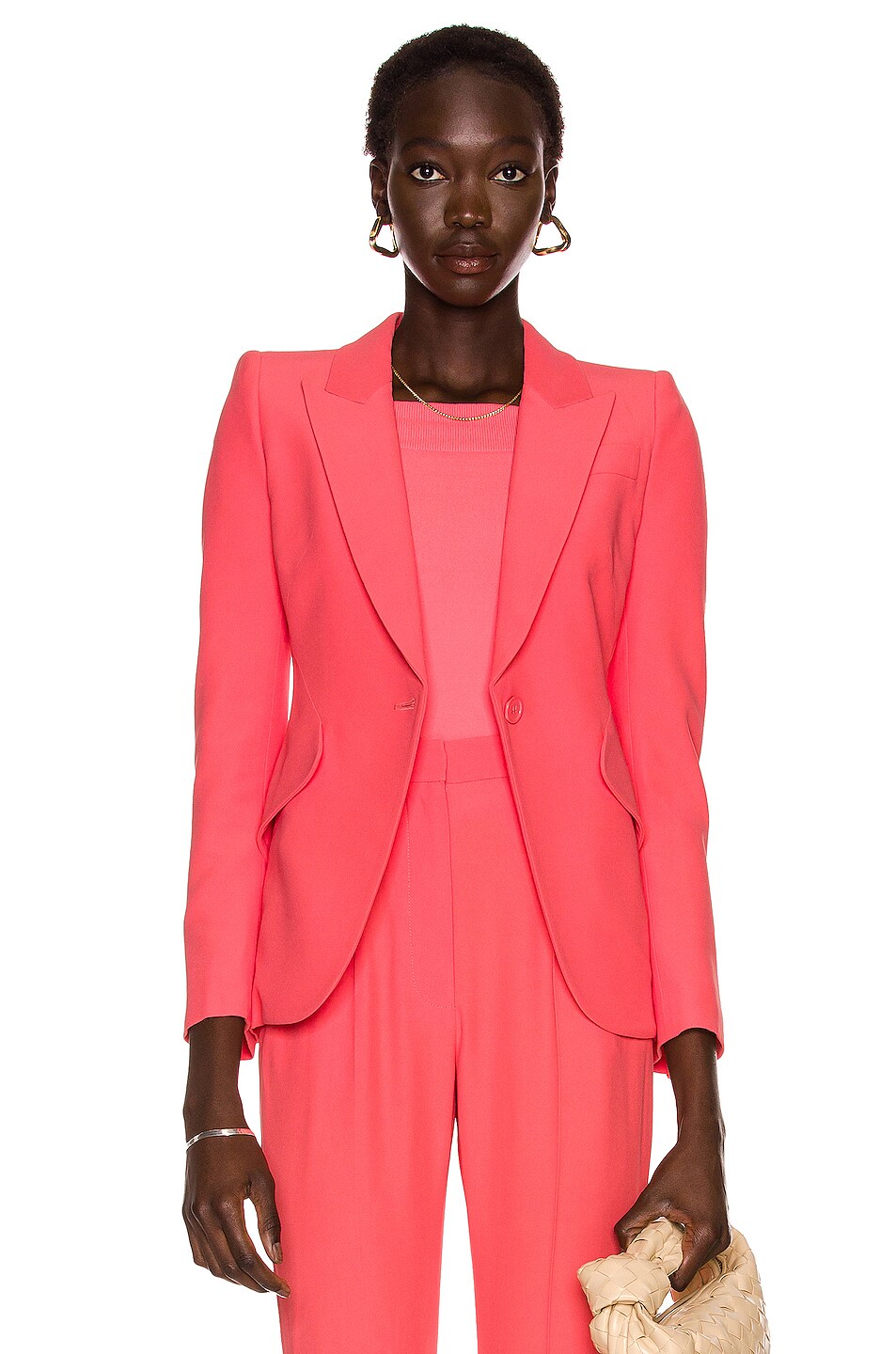 Image 1 of Alexander McQueen One Button Jacket in Coral