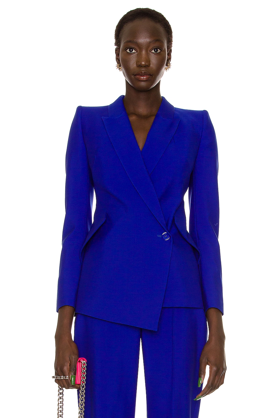 Image 1 of Alexander McQueen One Button Jacket in Electric Blue