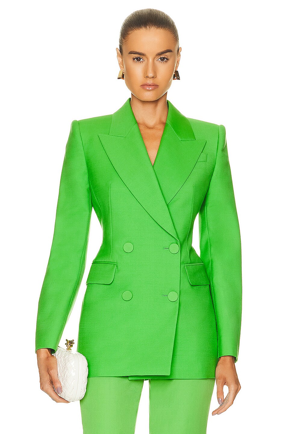 Image 1 of Alexander McQueen Fitted Double Breasted Jacket in Acid Green