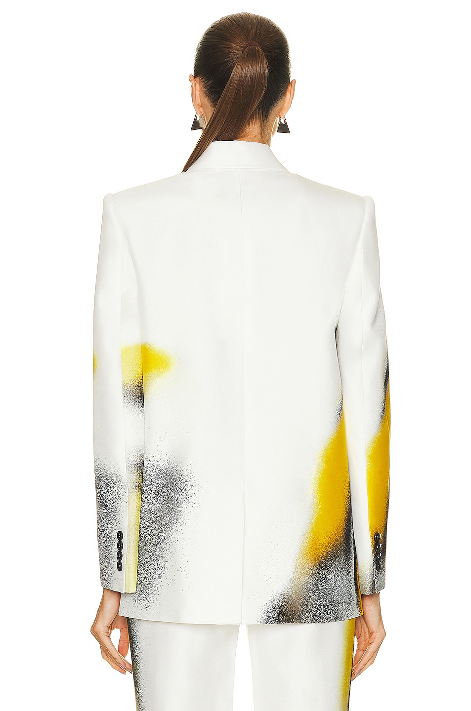 Alexander McQueen Double Breasted Boxy Jacket in White & Acid Yellow | FWRD