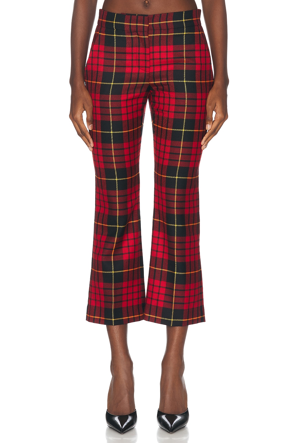 Shop Alexander Mcqueen Wool Tartan Trousers In Red  Black  & Yellow