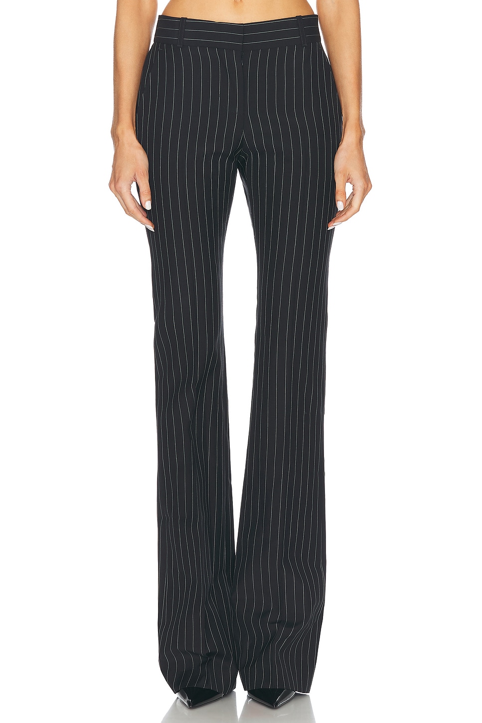 Shop Alexander Mcqueen Pinstripe Straight Leg Pant In Black & White