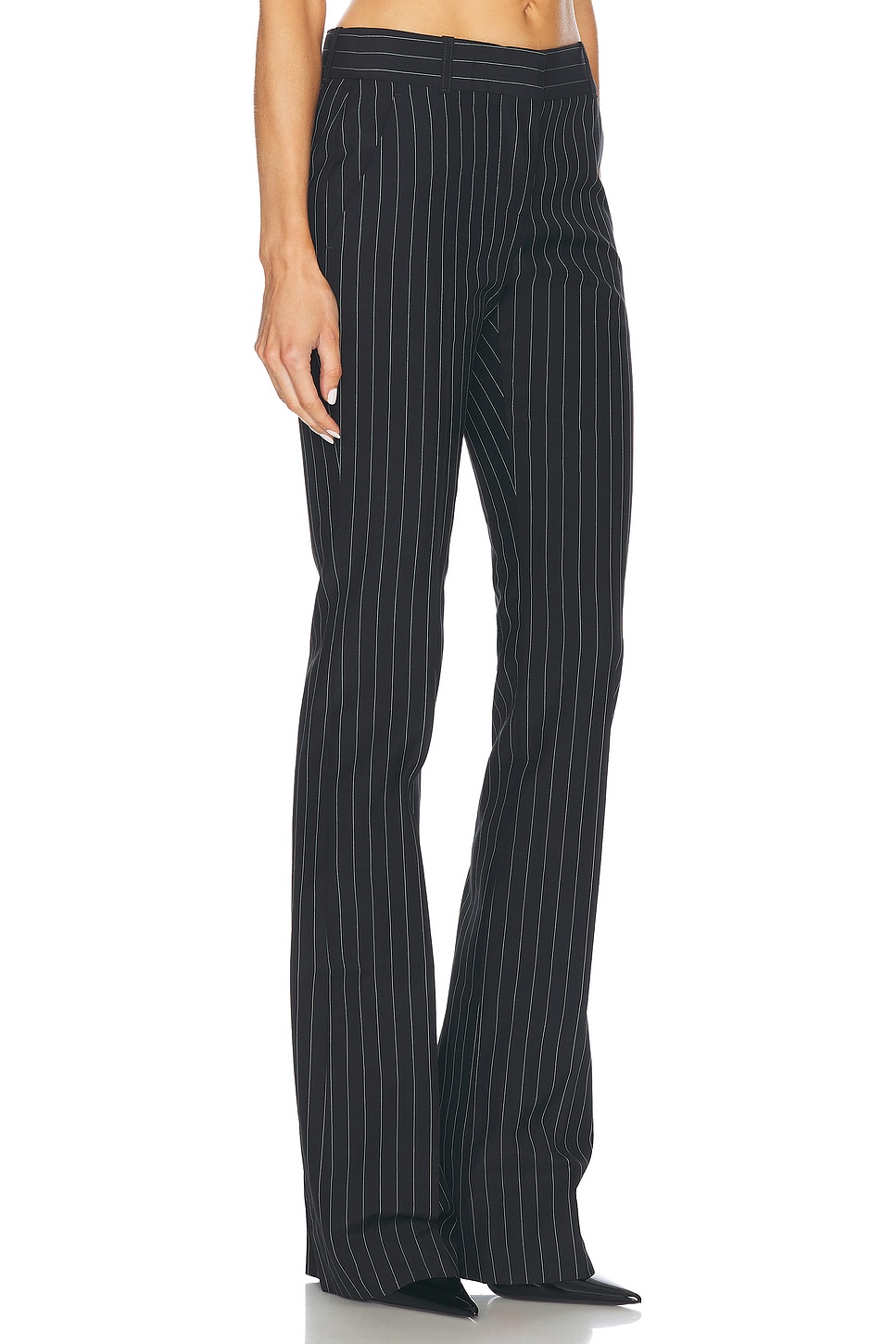 Shop Alexander Mcqueen Pinstripe Straight Leg Pant In Black & White