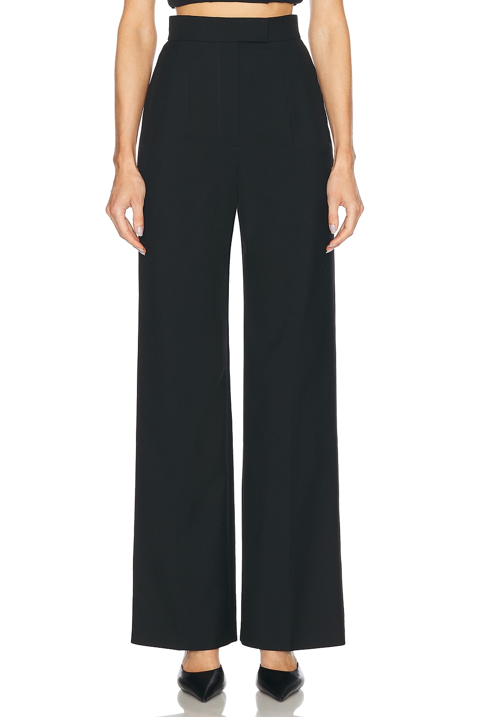 Wool Gabardine Trouser in Black