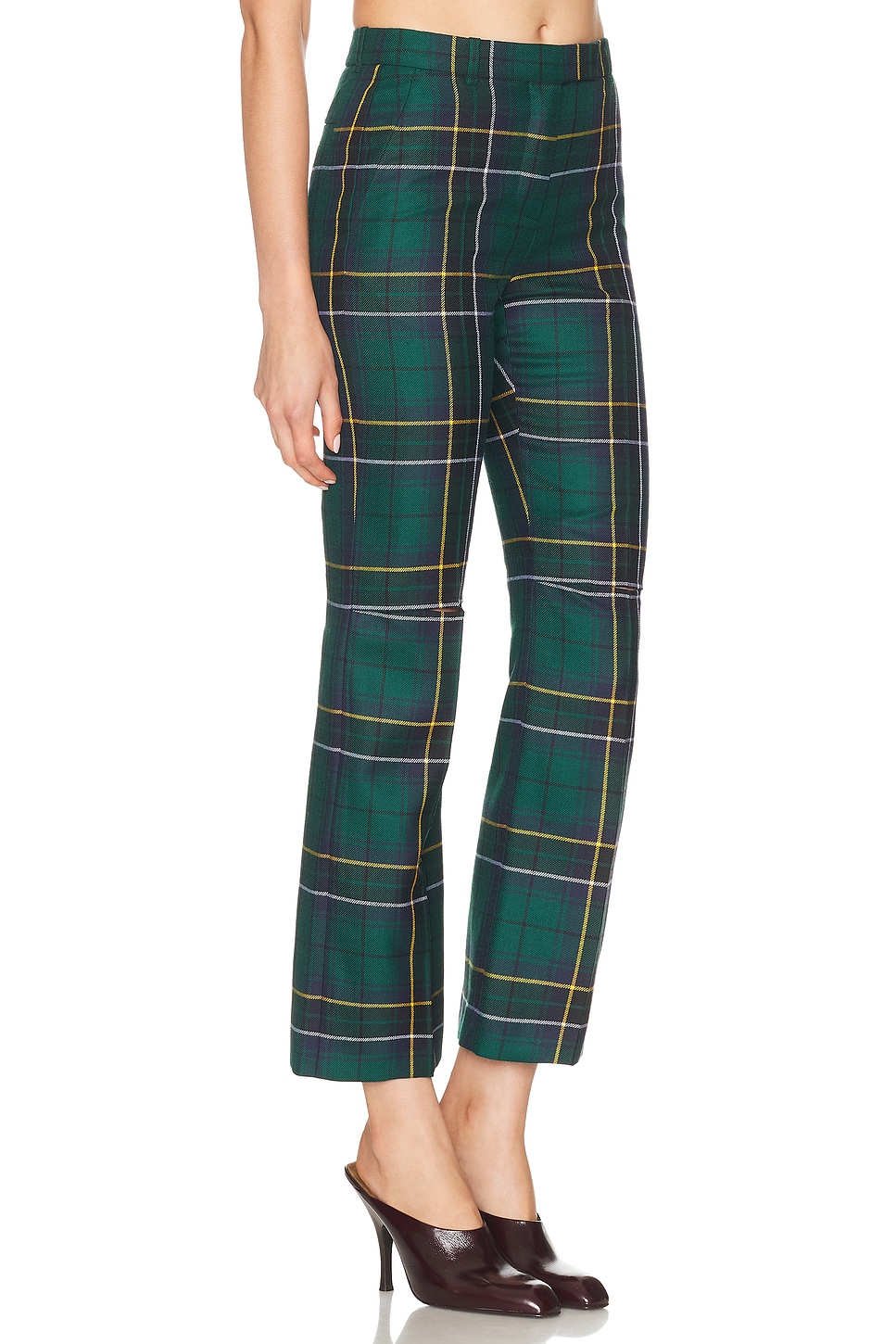 Alexander Mcqueen Wool Tartan Cigarette Trousers In Green
