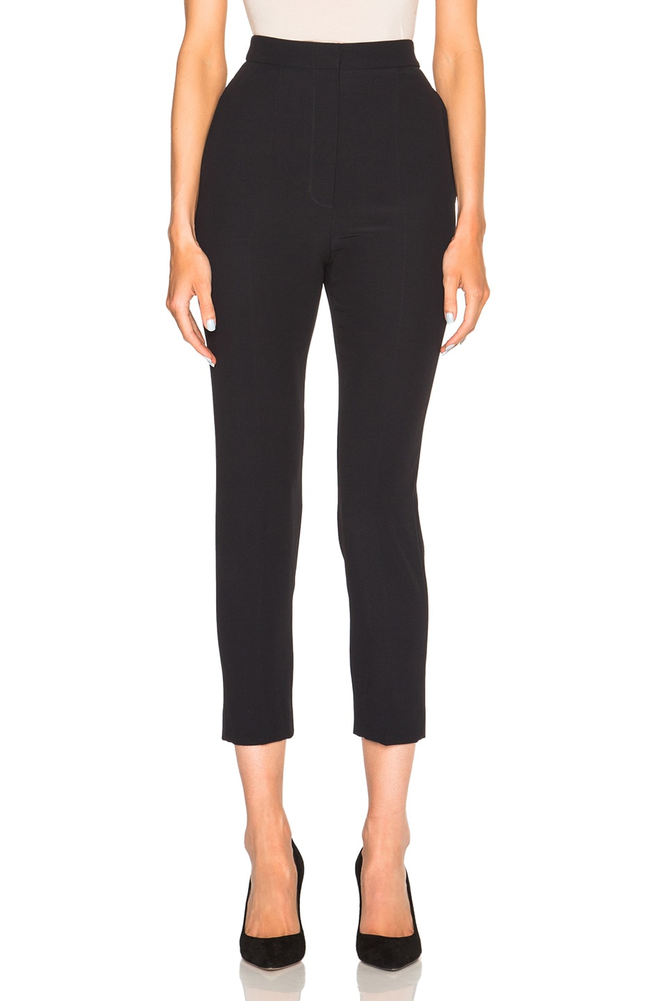 Image 1 of Alexander McQueen High Waist Cigarette Trousers in Black