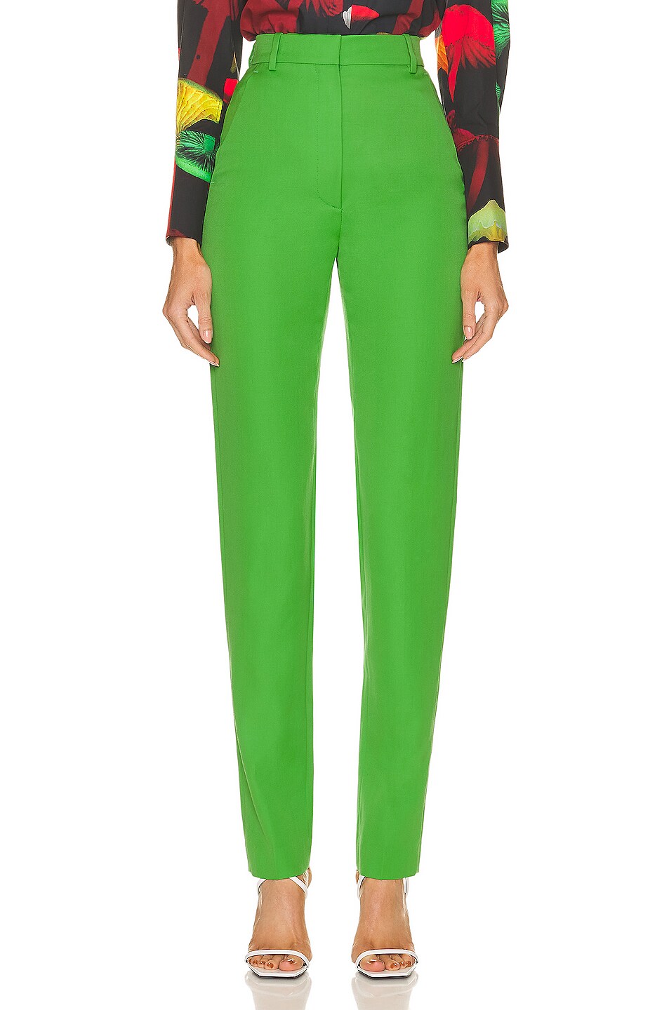Image 1 of Alexander McQueen High Waisted Pant in Acid Green