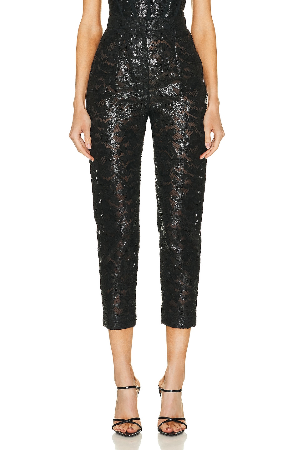 Image 1 of Alexander McQueen Lace High Waisted Pant in Black