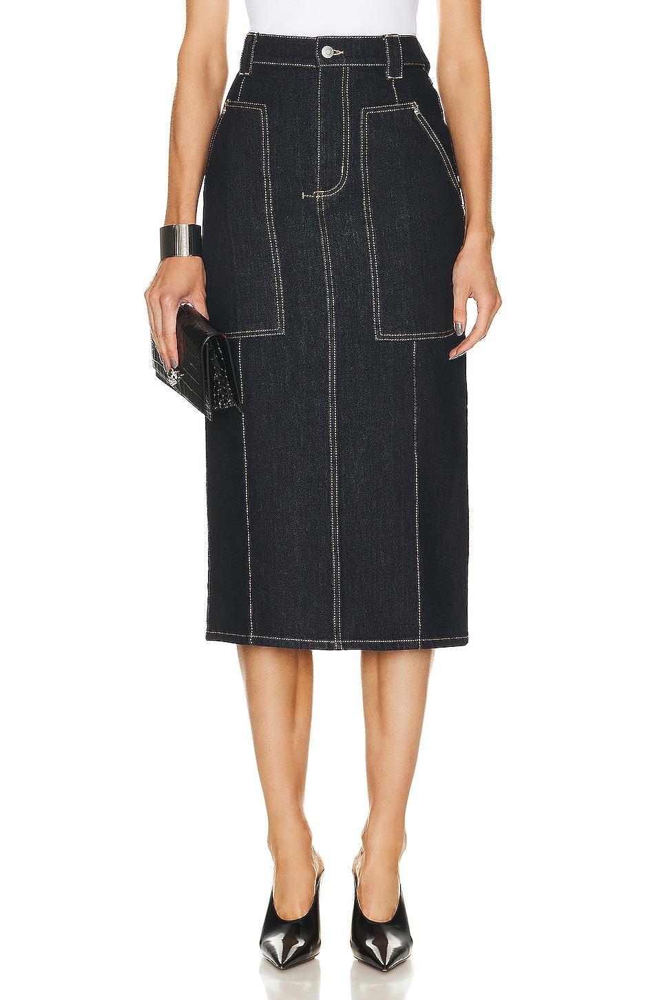 Image 1 of Alexander McQueen Denim Skirt in Cold Wash