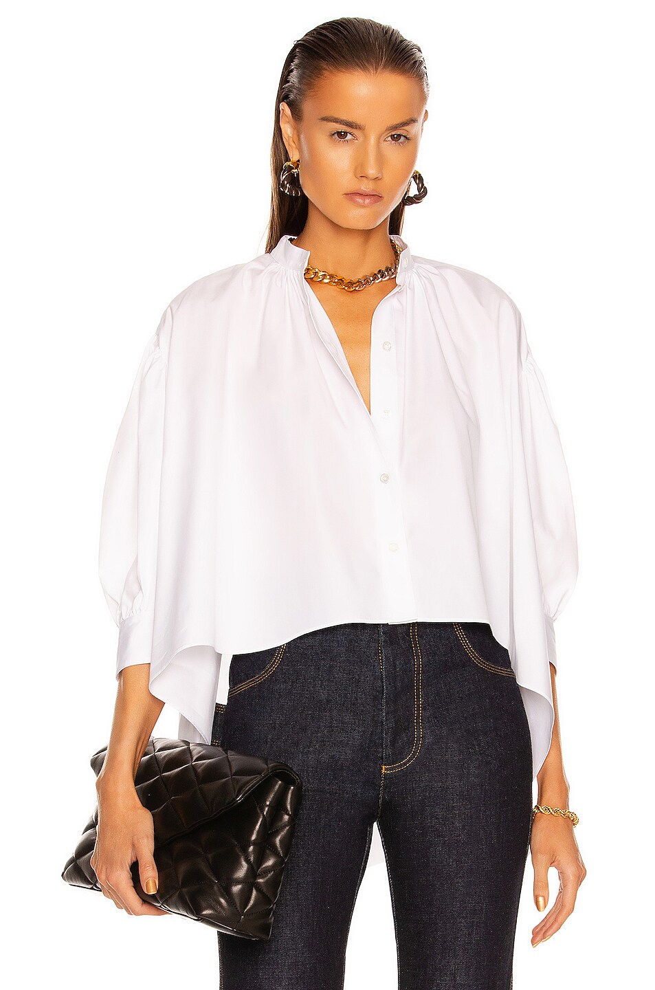 Image 1 of Alexander McQueen Cocoon Asymmetrical Shirt in Optical White
