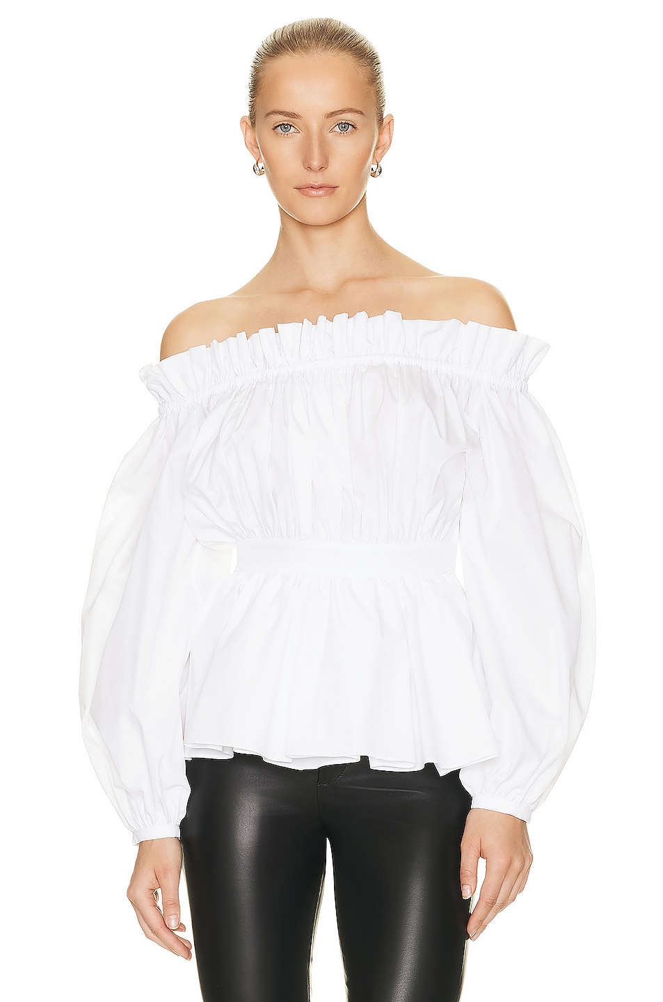 Image 1 of Alexander McQueen Cinched Waist Top in Optical White